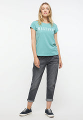 MUSTANG Alina C Logo Tee Damski T-shirt Mineral Blue 1013222 6236