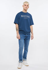 Mustang Ben Crewneck SSleeve Męska Bluza Z Krótkim Rękawem Insignia Blue 1013870 5230