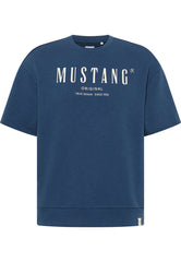 Mustang Ben Crewneck SSleeve Męska Bluza Z Krótkim Rękawem Insignia Blue 1013870 5230