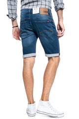 Męskie Szorty Krótkie Spodenki Mustang Chicago Short Denim Blue 1011731 5000 682