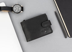 Mustang Denimo Wallet Męski Portfel Skórzany Pojemny Na Karty Premium Black Rfid