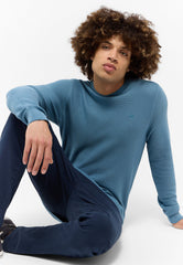 Sweter Elegancki Męski Mustang Elliot Logo Provincial Blue 1015472 5181