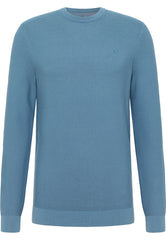 Sweter Elegancki Męski Mustang Elliot Logo Provincial Blue 1015472 5181