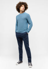 Sweter Elegancki Męski Mustang Elliot Logo Provincial Blue 1015472 5181