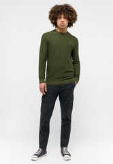 Mustang Elliot Męski Sweter Logo Elegancki Rifle Green 1015472 6514