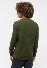 Mustang Elliot Męski Sweter Logo Elegancki Rifle Green 1015472 6514