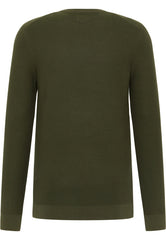 Mustang Elliot Męski Sweter Logo Elegancki Rifle Green 1015472 6514