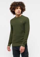 Mustang Elliot Męski Sweter Logo Elegancki Rifle Green 1015472 6514