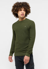 Mustang Elliot Męski Sweter Logo Elegancki Rifle Green 1015472 6514