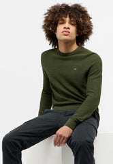 Mustang Elliot Męski Sweter Logo Elegancki Rifle Green 1015472 6514