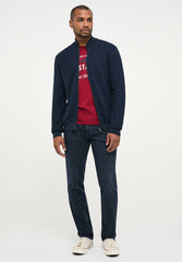 Mustang Edgar Zip Cardigan Męski Sweter Rozpinany Sky Captain 1013275 5323