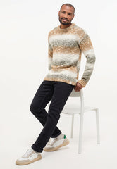 Męski Sweter Paski Mustang Emil C Degradee Degradee Naturetones 1014122 12475