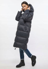 Damska Kurtka Zimowa Pikowana Długa Mustang Heidi Puffer Coat Ebony Black 1012754 4086