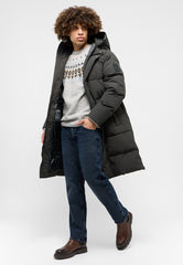 Mustang Leroy Męski Klasyczny Płaszcz Ciepły Do Kolan Pirate Black 1015611 4088