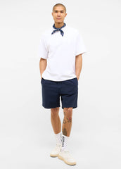 Męskie Szorty Materiałowe Mustang Style Linen Jogger Shorts Navy Blazer 1016459 5324