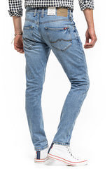 Męskie Spodnie Jeansowe Jeansy Mustang Oregon Tapered Denim Blue 1014040 5000 202