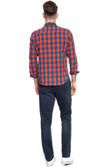 Męskie Spodnie Materiałowe Mustang Realx Chino Rozciągliwe Dres Dark Blue Denim 1008081 5000 883