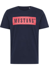 Męski T-Shirt Koszulka Nadruk Mustang Style Alex C Logo Tee Blue Nights 1013223 4085