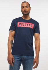 Męski T-Shirt Koszulka Nadruk Mustang Style Alex C Logo Tee Blue Nights 1013223 4085