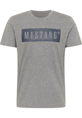 Męski T-Shirt Koszulka Nadruk Mustang Style Alex C Logo Tee Mid Grey Melange 1013223 4140