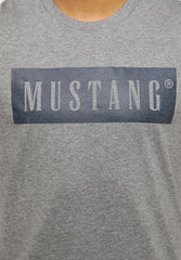 Męski T-Shirt Koszulka Nadruk Mustang Style Alex C Logo Tee Mid Grey Melange 1013223 4140