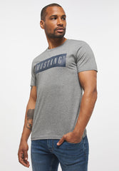 Męski T-Shirt Koszulka Nadruk Mustang Style Alex C Logo Tee Mid Grey Melange 1013223 4140