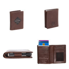 Mustang Santos Wallet Side Opening Męski Skórzany Portfel Premium Pojemny Na Karty Skóra Brown 06.105301