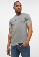 T-Shirt Męski Mustang Style Alex C Logo Koszulka Mid Grey Melange 1013221 4140