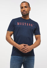 Mustang Style Alex C Logo Tee Męski T-Shirt Koszulka Nadruk Blue Nights 1013221 4085
