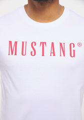 T-Shirt Męski Mustang Style Alex C Logo Koszulka Nadruk General White 1013221 2045