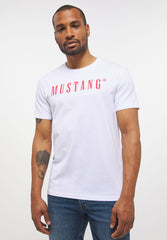T-Shirt Męski Mustang Style Alex C Logo Koszulka Nadruk General White 1013221 2045