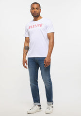 T-Shirt Męski Mustang Style Alex C Logo Koszulka Nadruk General White 1013221 2045