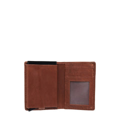 Skórzany Portfel Męski Mustang Temi RFID Aluminium Case Wallet Brown 06.103901