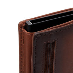 Skórzany Portfel Męski Mustang Temi RFID Aluminium Case Wallet Brown 06.103901