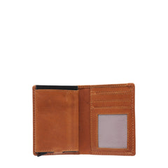 Skórzany Portfel Męski Mustang Temi RFID Aluminium Case Wallet Cognac 06.103931