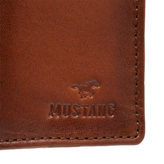 Skórzany Portfel Męski Mustang Temi RFID Aluminium Case Wallet Cognac 06.103931