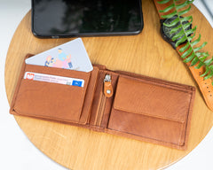 Skórzany Portfel Męski Mustang Udine Wallet Side Opening Cognac 06.101931