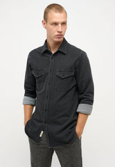 Męska Koszula Mustang Clemens Knit Terry Shirt Denim Black 1014626 4000 800