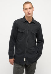 Męska Koszula Mustang Clemens Knit Terry Shirt Denim Black 1014626 4000 800