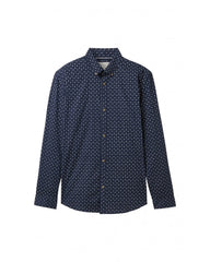 Męska Koszula Tom Tailor Fitted Printed Poplin Shirt Navy White Minimal Design 1041396 35556