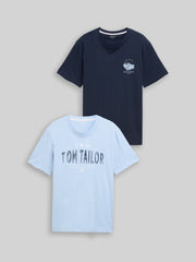 Dwupak Męska Koszulka Tom Tailor Doublepack T-shirt Light Powder Blue 1048076 21068