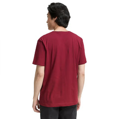 Męska Koszulka Tom Tailor Printed V-neck T-shirt Deep Red 1047775 35930