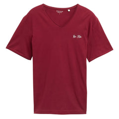 Męska Koszulka Tom Tailor Printed V-neck T-shirt Deep Red 1047775 35930