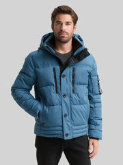 Męska Kurtka Tom Tailor Puffer Jacket With Hood Real Teal Blue 1046971 38224
