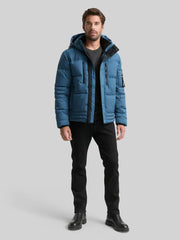 Męska Kurtka Tom Tailor Puffer Jacket With Hood Real Teal Blue 1046971 38224