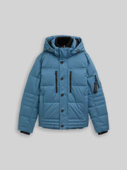 Męska Kurtka Tom Tailor Puffer Jacket With Hood Real Teal Blue 1046971 38224