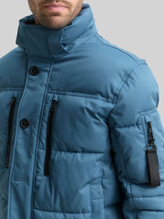 Męska Kurtka Tom Tailor Puffer Jacket With Hood Real Teal Blue 1046971 38224