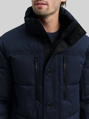 Męska Kurtka Tom Tailor Puffer Jacket With Hood Sky Captain Blue 1046971 10668