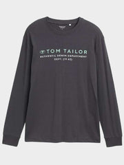 Męski Longsleeve Tom Tailor Printed Longsleeve Tarmac Grey 1047769 10899