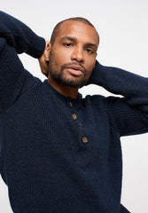 Męski Sweter Mustang Style Emil C Henley Total Eclipse 1014118 5226